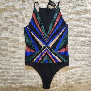 Express Multicolor Sequin Bodysuit